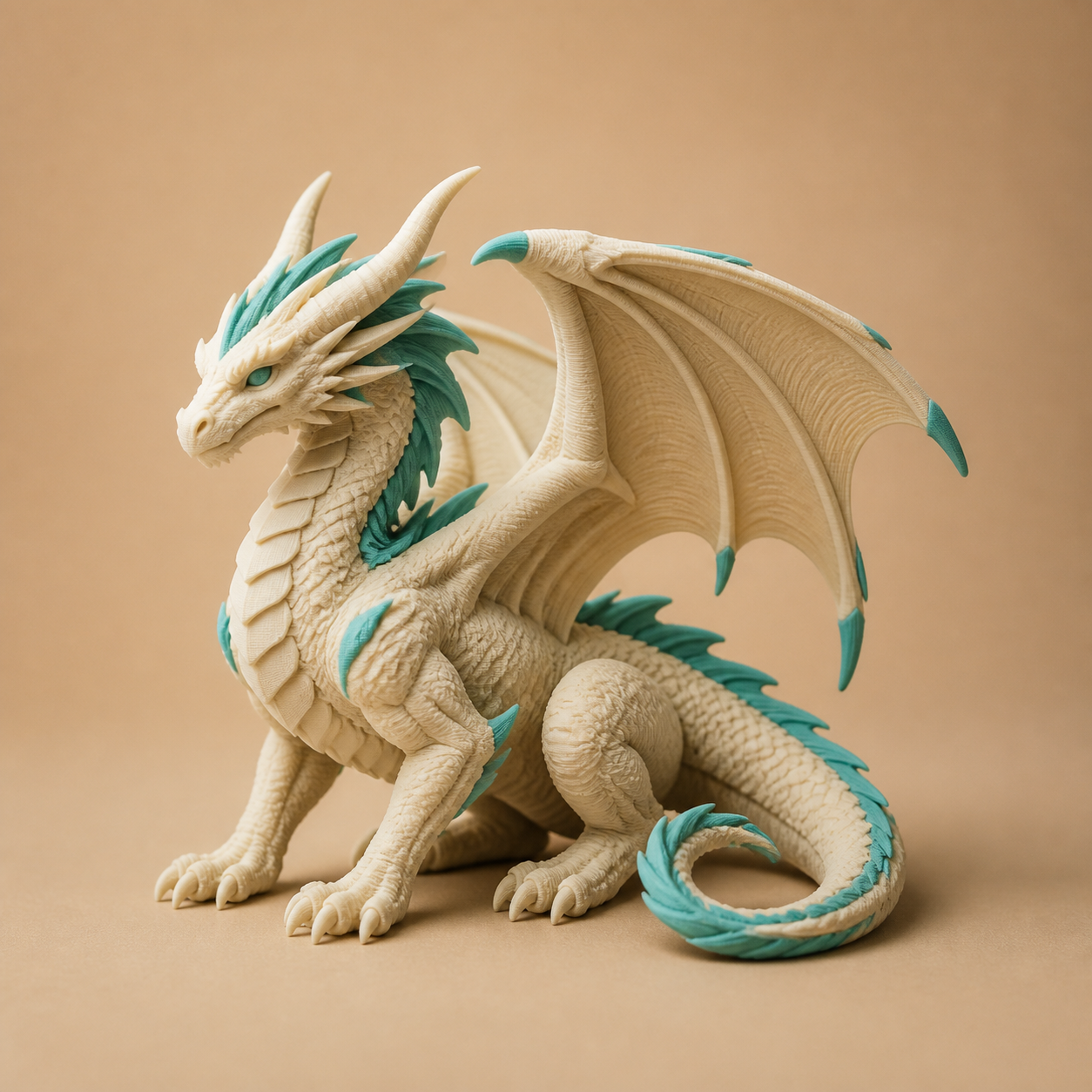 Freestanding custom 3D printed dragon figurine
